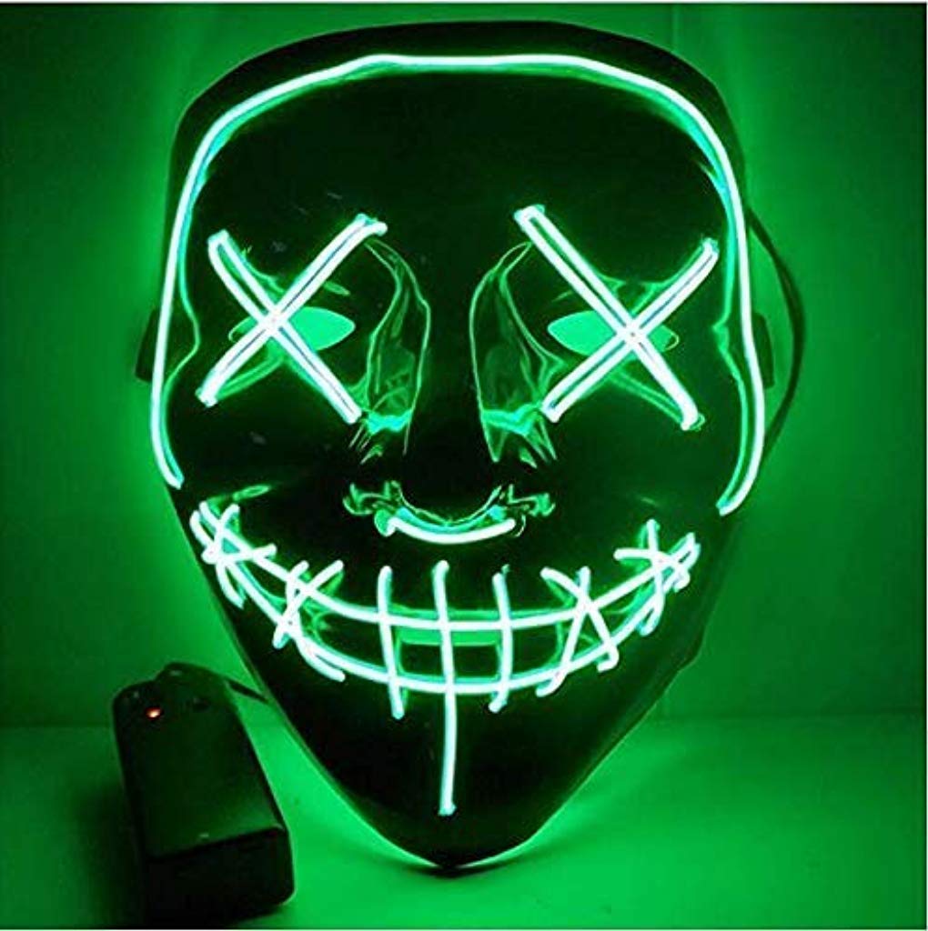 PATPAT Halloween Mask LED Light up Mask for Halloween Festival Cosplay Halloween Costume Party Decorations (Green) PATPAT Halloween Mask LED Light up Mask for Halloween Festival Cosplay Halloween Costume Party Decorations (Green)